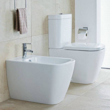 Duravit Happy D2 Унитаз напольный, 36,5х63 см,, с бачком 6 л , механизмом цвет хром, с креплением, двойного смыва подключение снизу слева, цвет: белый. 2134090000, 0934000005-2