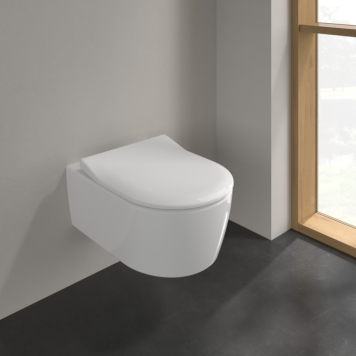 VilleroyBoch Avento Сиденье для унитаза, с микролифтом, тонкое, цвет: белый/нержавеющая сталь. 9M87S101-5