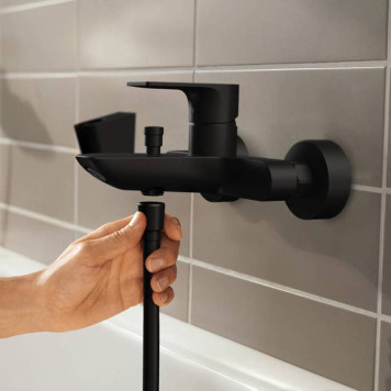 Hansgrohe Rebris E Смеситель для ванны, настенный, цвет: черный матовый. 72450670-2