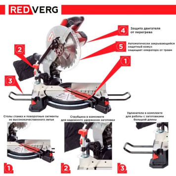 Пила торцовочная REDVERG RD-MS255-1400-17
