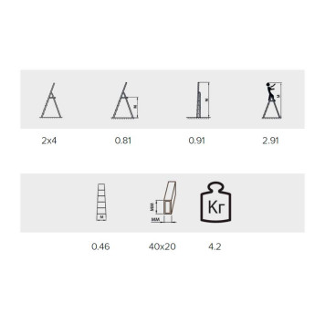 Стремянка Алюмет 4 ступени двухсторонняя стальная-1