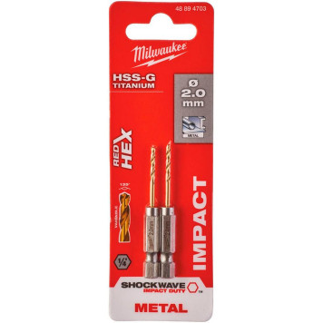 Сверло по металлу Milwaukee RedHEX HSS-G TiN 2,0ммм (2шт) (703)