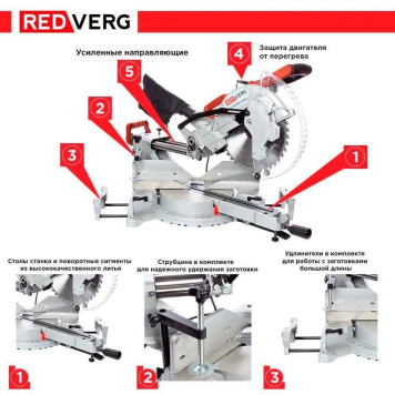 Пила торцовочная REDVERG RD-MS305-2100S-14