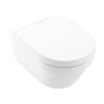 VilleroyBoch Architectura Унитаз подвесной 37x53см, безободковый, сиденье микролифт, CeramicPlus, цвет: альпийский белый. 4694HRR1