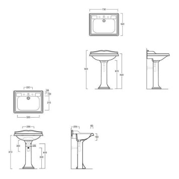 SIMAS Arcade 73 Раковина 73х54 см, 3 отв., цвет: белый. AR805bi, AR834bi*3-1
