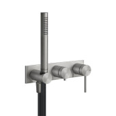 Gessi Shower316 Встраиваемый настенный смеситель для ванны, автоматический переключатель ванна-душ, держатель неподвижный, внешняя часть, цвет: шлифованная сталь. 54038#239