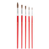 Кисти художественные, натуральная щетина, деревянная ручка, круглые, набор 5 шт.