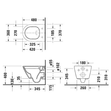 Duravit D-Neo Унитаз подвесной 48х37см, безободковый, сиденье микролифт, цвет: белый. 45880900A1 (2588090000+0021690000)-8