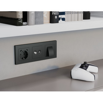 Накладка для розетки с заземлением и со шторками и 2хUSB type С Ambrella Volt ALFA AP9105-1