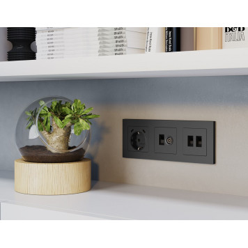 Накладка для розетки с заземлением и со шторками и 2хUSB type С Ambrella Volt ALFA AP9105-2