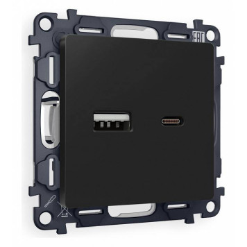 Розетка 2хUSB type A и C без рамки Ambrella Volt Quant MA811010