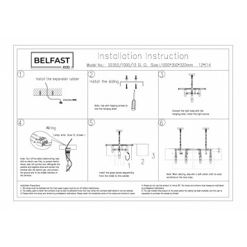 Подвесная люстра Belfast Erskine 22352-1000-12 GL CL-5