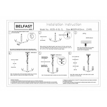 Подвесная люстра Belfast Malone 6035-6 BL CL-5
