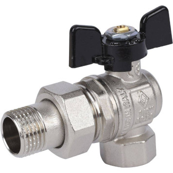Шаровой кран BUGATTI New Jersey с полусгоном и ручкой-бабочкой, внутренняя и наружная резьба 1/2&