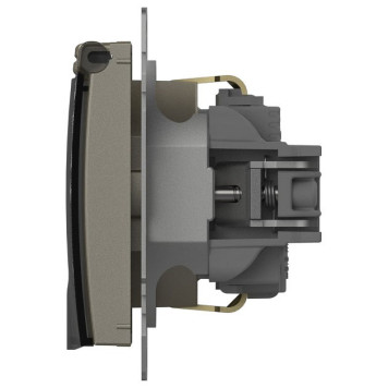 Розетка с заземлением и со шторкой, без рамки с крышкой Elbi Eleсtriс Zena Vega 609-011400-219-2