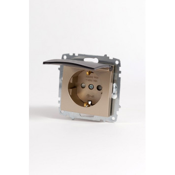 Розетка с заземлением и со шторкой, без рамки с крышкой Elbi Eleсtriс Zena Vega 609-011400-219-4