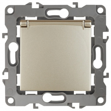 Розетка с заземлением и со шторкой, без рамки с крышкой Эра Эра 12 12-2103-04