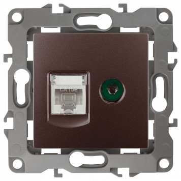 ТВ-розетка и розетка Ethernet RJ-45 без рамки Эра Эра 12 12-3110-13