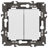 Выключатель двухклавишный без рамки Эра Эра Elegance 14-1104-01М