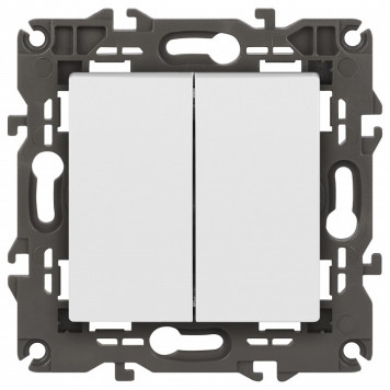 Выключатель двухклавишный без рамки Эра Эра Elegance 14-1104-01М