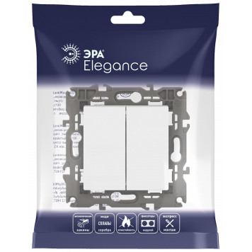 Выключатель двухклавишный без рамки Эра Эра Elegance 14-1104-01М-5