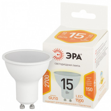 Лампа светодиодная Эра Стандарт LED MR16-15W-827-GU10-1