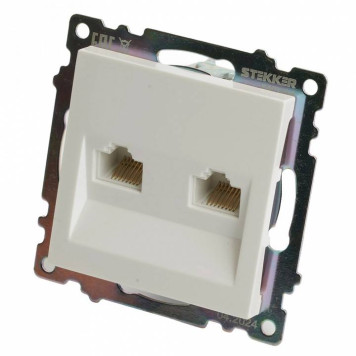 Розетка двойная Ethernet RJ-45 без рамки Stekker Катрин 50003-3
