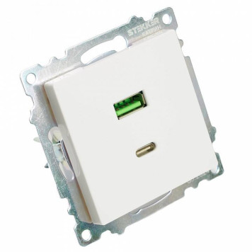 Розетка 2хUSB type A и C без рамки Stekker Катрин 50051-2