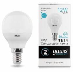 Лампа светодиодная Gauss LED Elementary E14 12Вт 4100K 53122