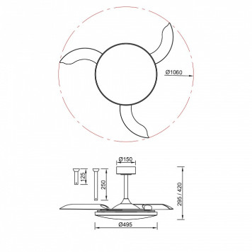 Светильник с вентилятором Mantra SLIM FAN 9006-8