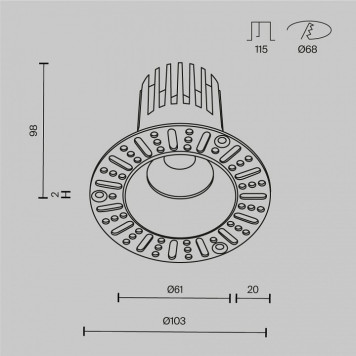Встраиваемый светильник Maytoni Technical Dip DL121-15W-3K-TRS-W-8