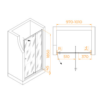 Душевая дверь RGW PA-02B NEW 1000-1