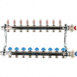Распределительный коллектор REHAU HKV-D на 9 контуров из нержавеющей стали