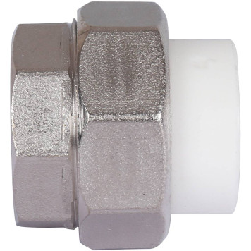 Муфта разъемная Политэк 20х3/4 с внутренней резьбой для полипропиленовых труб под сварку (белая)-4