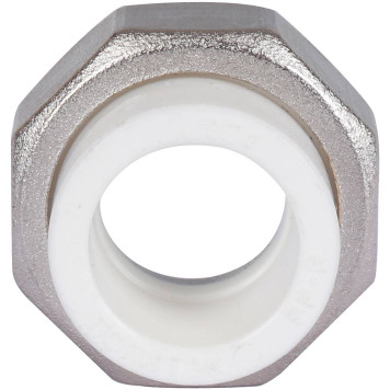 Муфта разъемная Политэк 20х3/4 с внутренней резьбой для полипропиленовых труб под сварку (белая)-5