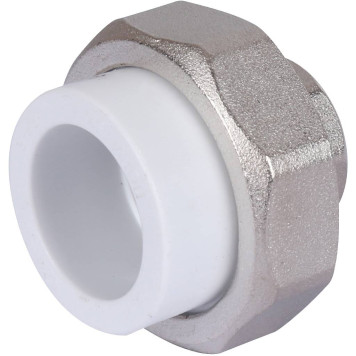 Муфта разъемная Политэк 25х1/2 для сварки полипропиленовых труб с внутренней резьбой (белая)-1