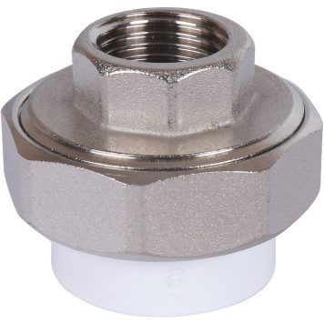 Муфта разъемная Политэк 25х1/2 для сварки полипропиленовых труб с внутренней резьбой (белая)-2