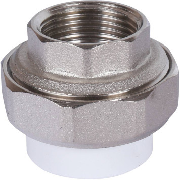 Муфта разъемная Политэк 25х3/4 с внутренней резьбой для полипропиленовых труб под сварку (белая)-2