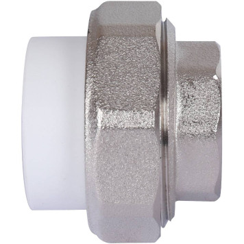 Муфта разъемная Политэк 25х3/4 с внутренней резьбой для полипропиленовых труб под сварку (белая)-3