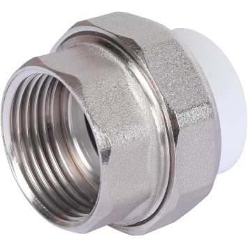 Муфта разъемная Политэк 25х1 с внутренней резьбой для сварки полипропиленовых труб (белая)