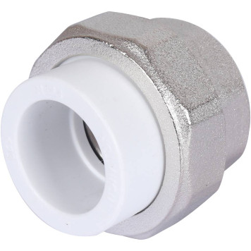 Муфта разъемная Политэк 25х1 с внутренней резьбой для сварки полипропиленовых труб (белая)-1