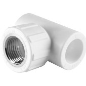 Тройник Политэк 20х1/2 с внутренней резьбой для полипропиленовых труб под сварку (цвет белый) (9500002012)