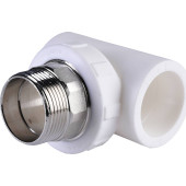 Тройник Политэк 40x1 1/4 с наружной резьбой для полипропиленовых труб под сварку (цвет белый) (9510004014)