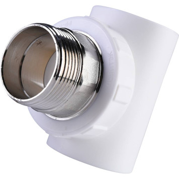 Тройник Политэк 40x1 1/4 для полипропиленовых труб под сварку с наружной резьбой (белый)-2