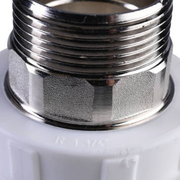 Тройник Политэк 40x1 1/4 для полипропиленовых труб под сварку с наружной резьбой (белый)-5