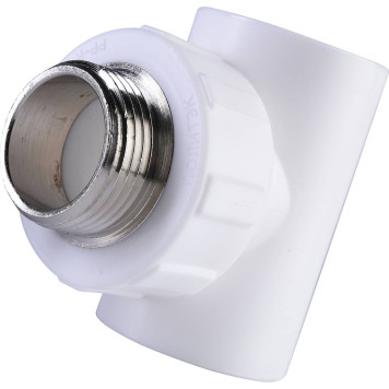 Тройник Политэк 32x1& для полипропиленовых труб с наружной резьбой (белый)-2