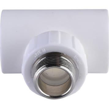 Тройник Политэк 32x3/4 для полипропиленовых труб с наружной резьбой (белый)-1