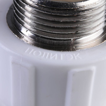 Тройник Политэк 32x3/4 для полипропиленовых труб с наружной резьбой (белый)-6