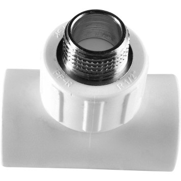 Тройник Политэк 25x1/2 с наружной резьбой для ПП труб под сварку (белый)-5