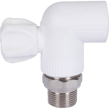 Шаровой кран Политэк 25х3/4& для радиаторов угловой (белый)-1